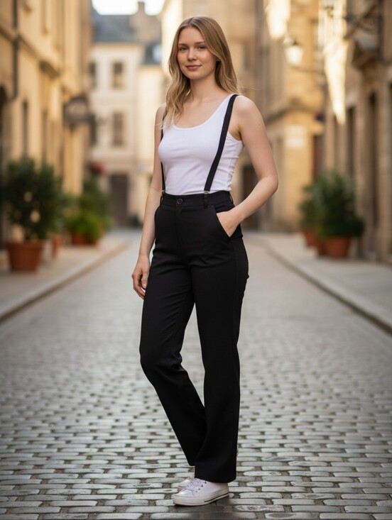 Stelle Pants - Stelle Black Straight-Leg Pants Large